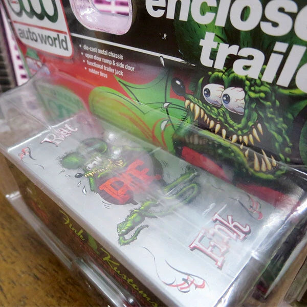 【ラットフィンク】ミニカー Auto World 1:64 Rat Fink Enclosed Trailer FINK KUSTOMAS