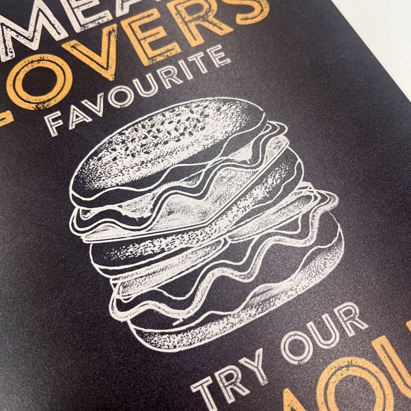 MEAT LOVERS FAMOUS BURGER ブリキ看板 メタルサイン A4