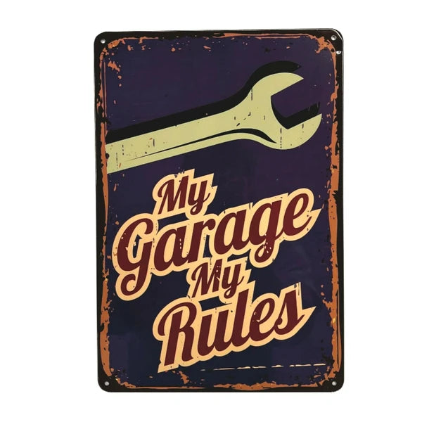 MY GARAGE MY RULES ボード メタルサイン A4 ブリキ看板