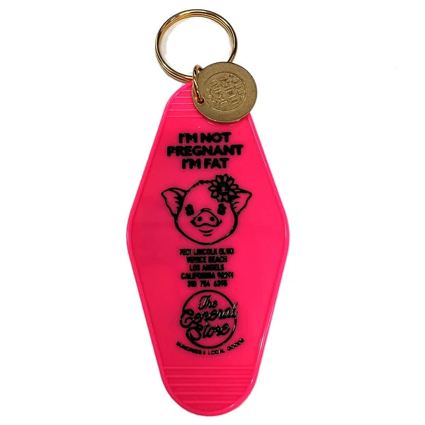 モーテルキー キータグ キーホルダー I'M NOT PREGNANT I'M FAT / PINK