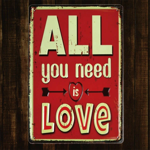 ALL YOU NEED IS LOVE サインボード メタルサイン A4 ブリキ看板