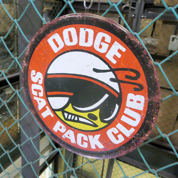 DODGE SCAT PACK ブリキ看板 ラウンド メタルサイン