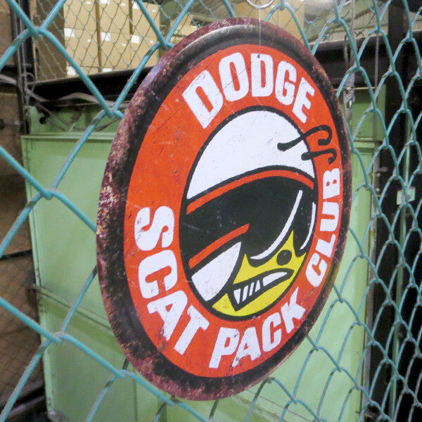 DODGE SCAT PACK ブリキ看板 ラウンド メタルサイン