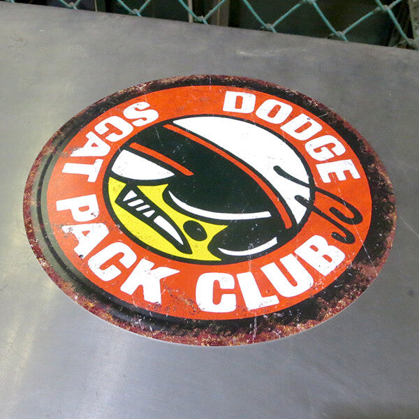 DODGE SCAT PACK ブリキ看板 ラウンド メタルサイン