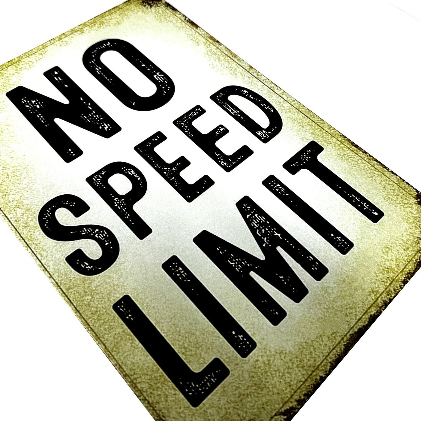 NO SPEED LIMIT(速度無制限)ブリキ看板 メタルサイン A4