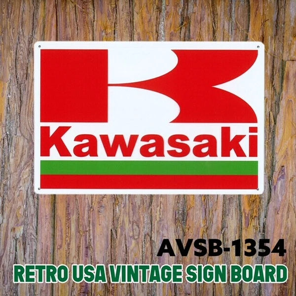 サインボード メタルサイン A4 KAWASAKI(WHxREDxGREEN) ブリキ看板