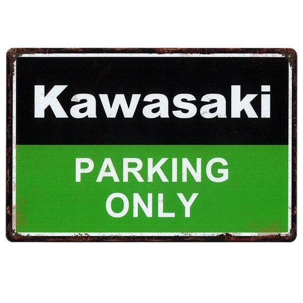 サインボード メタルサイン A4 KAWASAKI PARKING ONLY ブリキ看板