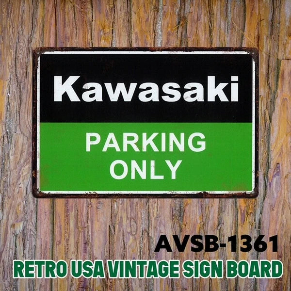 サインボード メタルサイン A4 KAWASAKI PARKING ONLY ブリキ看板