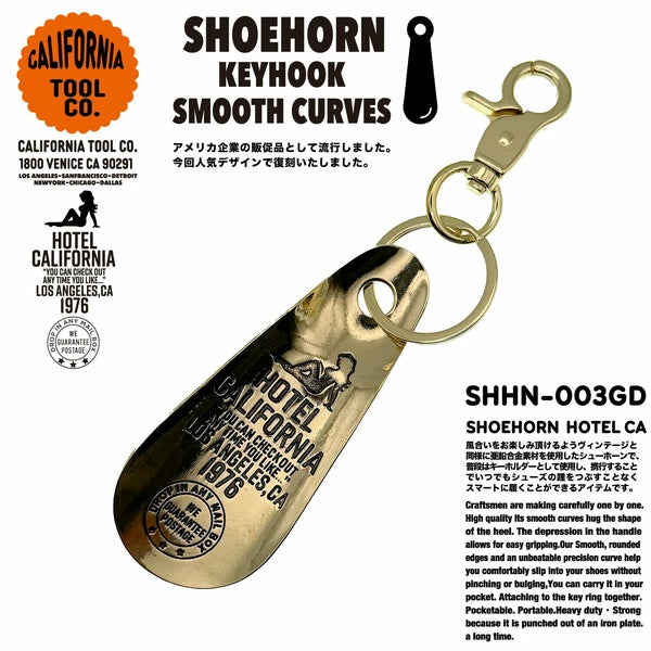 シューホーン キーホルダー 靴ベラ ビンテージ ピンナップ ガール ゴールド