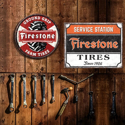 FIRESTONE SERVICE ブリキ ティン ガレージ サイン