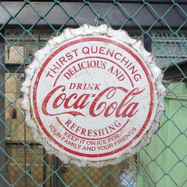 COCA-COLA Weathered Bottle Cap コカコーラ ブリキ看板 ボトルキャップ メタルサイン