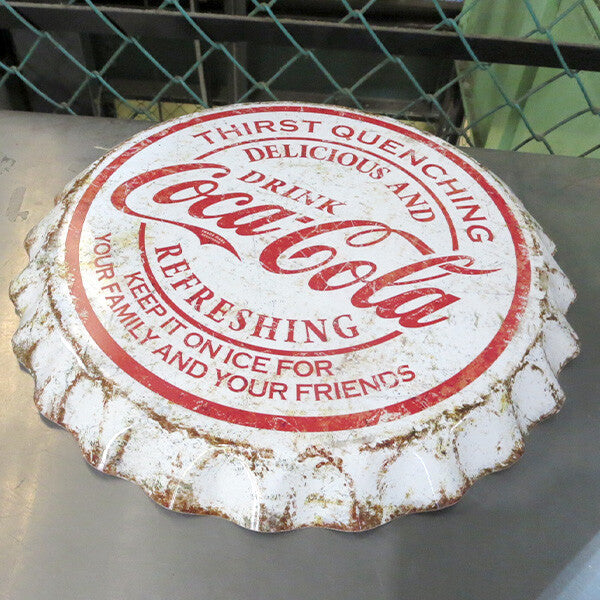 COCA-COLA Weathered Bottle Cap コカコーラ ブリキ看板 ボトルキャップ メタルサイン