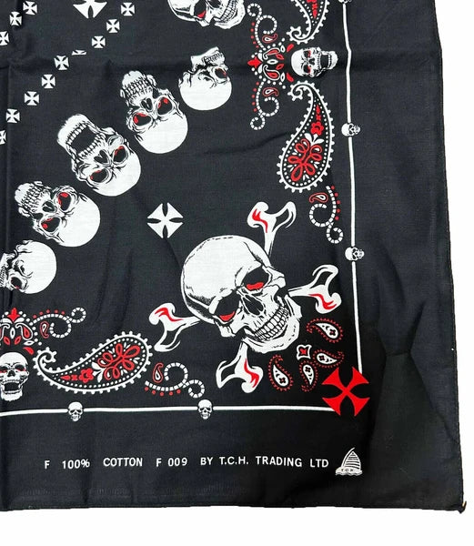 【コットンバンダナ】スカル 定番フラッグハンカチ