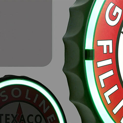 【サイン】LED ロープ ネオン サイン TEXACO GASOLINE FILLING STATION ボトルキャップ