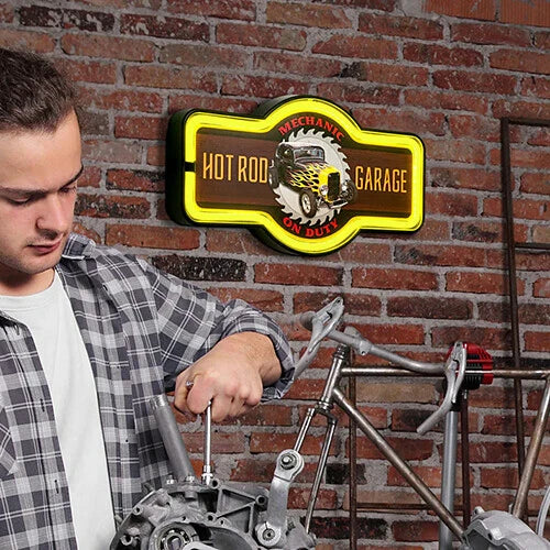 【サイン】LED ロープ ネオン サイン HOT ROD GARAGE マーキー