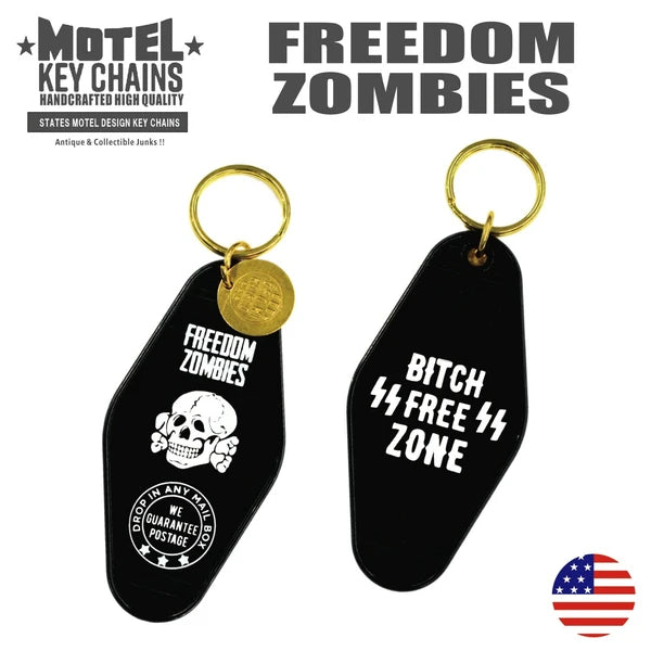 モーテルキー キータグ キーホルダー FREEDOM ZOMBIES BLACK