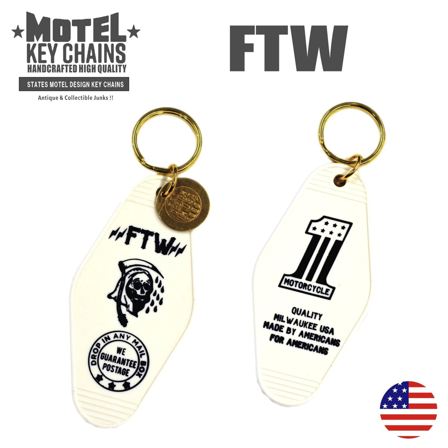 FTW WHITE モーテルキー キータグ キーホルダー