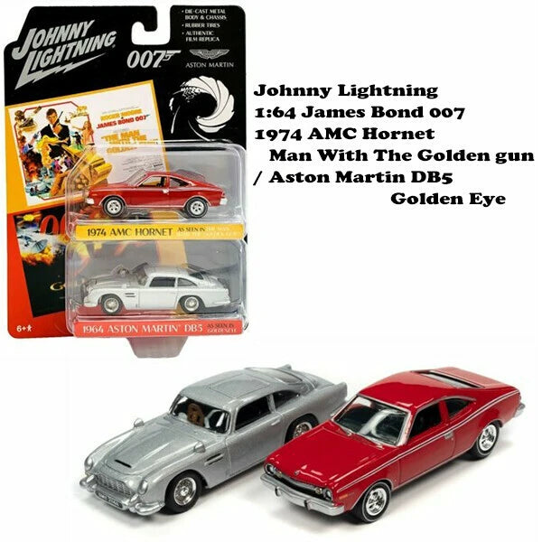 JOHNNY LIGHTNING 1:64 James Bond 007 1974 AMC Hornet & 1964 Aston Martin DB5 ミニカー