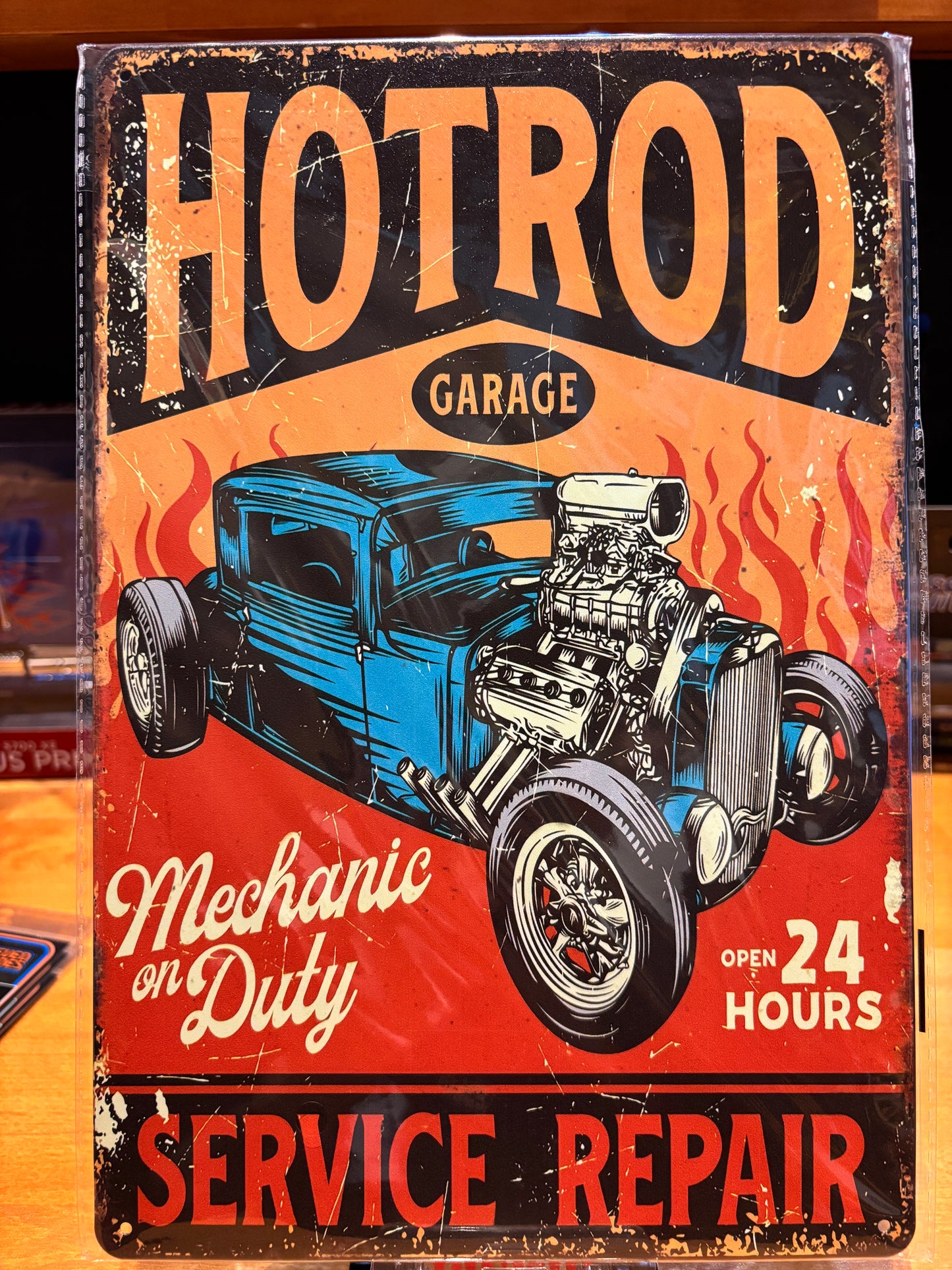 HOTROD red ブリキ看板 サインボード