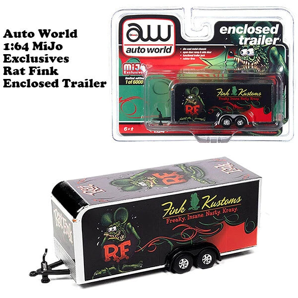 【ラットフィンク】ミニカー Auto World 1:64 Rat Fink Enclosed Trailer FINK KUSTOMAS