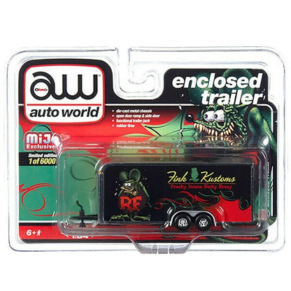 【ラットフィンク】ミニカー Auto World 1:64 Rat Fink Enclosed Trailer FINK KUSTOMAS