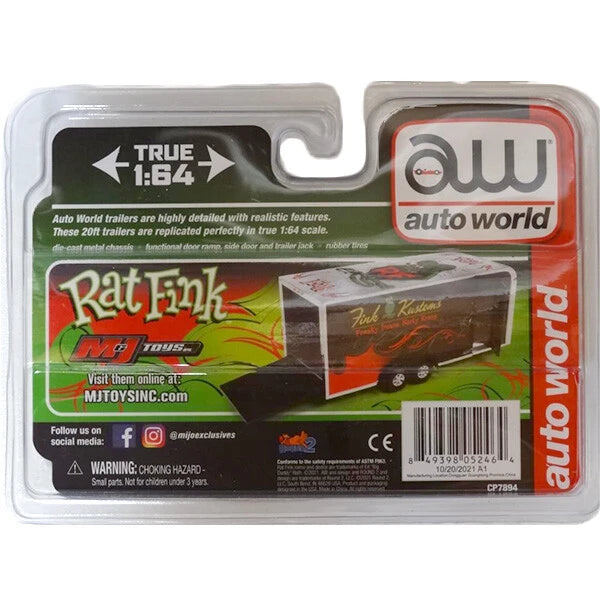 【ラットフィンク】ミニカー Auto World 1:64 Rat Fink Enclosed Trailer FINK KUSTOMAS