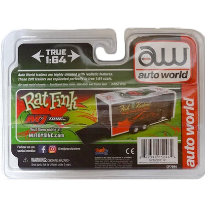 【ラットフィンク】ミニカー Auto World 1:64 Rat Fink Enclosed Trailer FINK KUSTOMAS