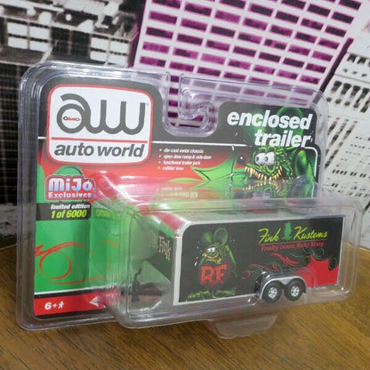 【ラットフィンク】ミニカー Auto World 1:64 Rat Fink Enclosed Trailer FINK KUSTOMAS