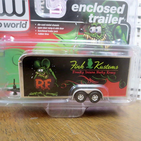 【ラットフィンク】ミニカー Auto World 1:64 Rat Fink Enclosed Trailer FINK KUSTOMAS