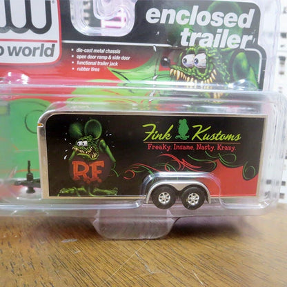 【ラットフィンク】ミニカー Auto World 1:64 Rat Fink Enclosed Trailer FINK KUSTOMAS
