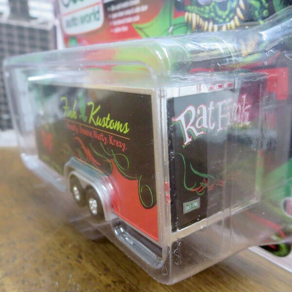 【ラットフィンク】ミニカー Auto World 1:64 Rat Fink Enclosed Trailer FINK KUSTOMAS