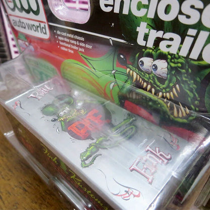 【ラットフィンク】ミニカー Auto World 1:64 Rat Fink Enclosed Trailer FINK KUSTOMAS