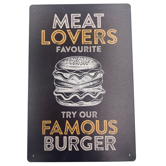 MEAT LOVERS FAMOUS BURGER  ブリキ看板　メタルサイン　A4