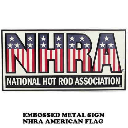 NHRA AMERICAN FLAG  ダイカットエンボス メタルサイン 【ブリキ看板】