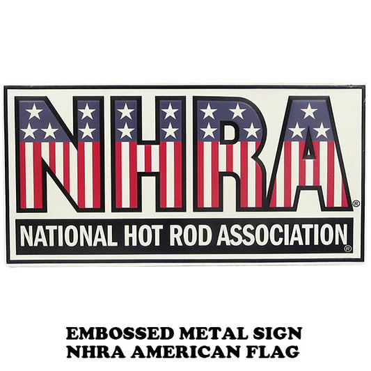 NHRA AMERICAN FLAG  ダイカットエンボス メタルサイン 【ブリキ看板】