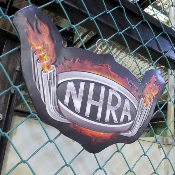 NHRA FLAMES エンボスメタルサイン