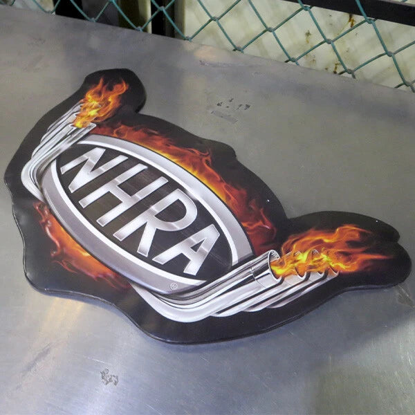 NHRA FLAMES エンボスメタルサイン