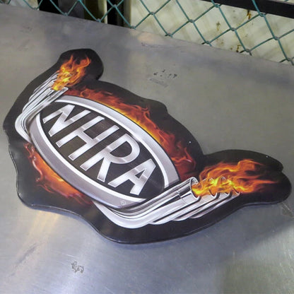 NHRA FLAMES エンボスメタルサイン