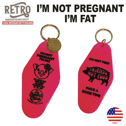 モーテルキー　キータグ　キーホルダー　	 I'M NOT PREGNANT　I'M FAT / PINK