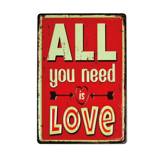 ALL YOU NEED IS LOVE サインボード　メタルサイン　A4　ブリキ看板
