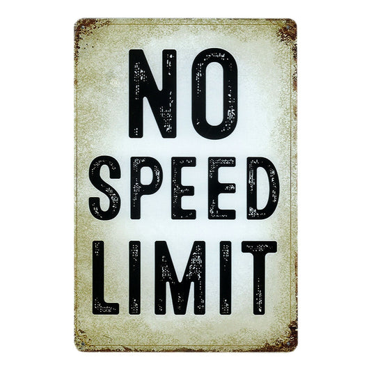 NO SPEED LIMIT（速度無制限）ブリキ看板　メタルサイン　A4