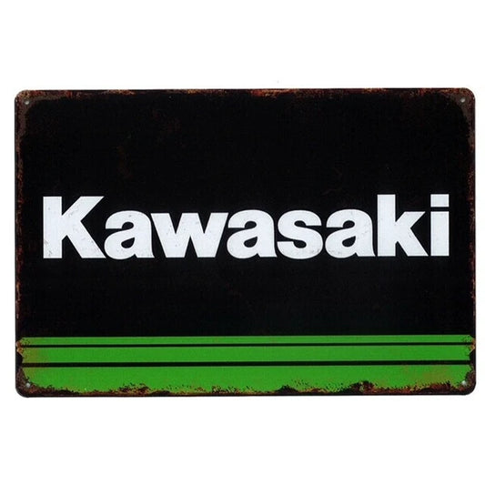 サインボード　メタルサイン　A4  KAWASAKI（BKxGRN）  ブリキ看板