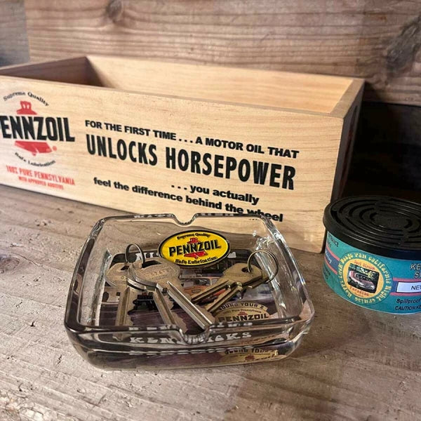 【70's レトロヴィンテージ】【Advertising】GLASS ASH TRAY 灰皿 KENDRICKS　DETROIT DRAGWAY