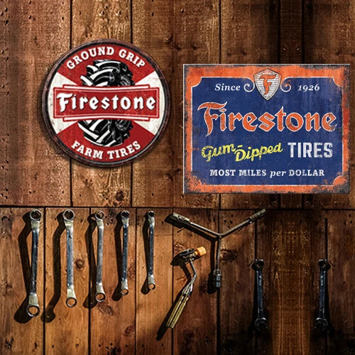 FIRESTONE TIRES  ブリキ  ティン ガレージ  サイン 　