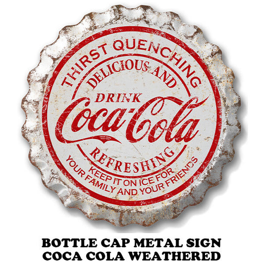 COCA-COLA Weathered Bottle Cap  コカコーラ ブリキ看板  ボトルキャップ メタルサイン