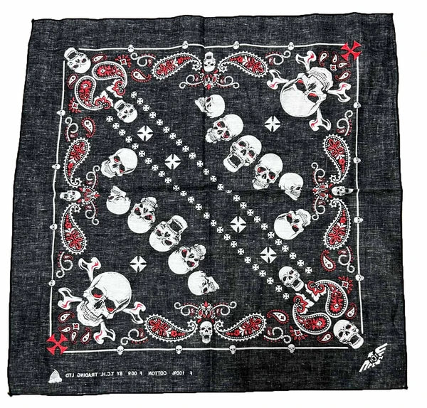【コットンバンダナ】スカル　定番フラッグハンカチ