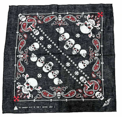 【コットンバンダナ】スカル　定番フラッグハンカチ