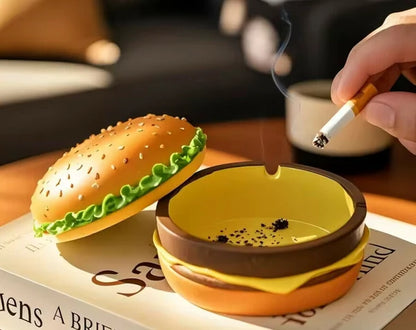 陶器製の蓋付きハンバーガー【ハンバーガー灰皿　シンプル】10cm