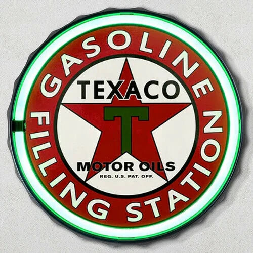 【サイン】LED ロープ ネオン サイン TEXACO GASOLINE FILLING STATION ボトルキャップ