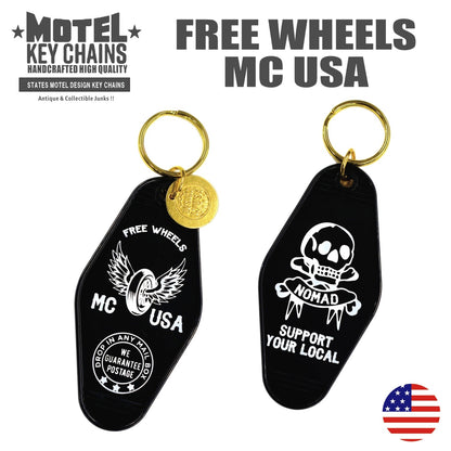 FREE WHEEL  BLACK  モーテルキー　キータグ　キーホルダー